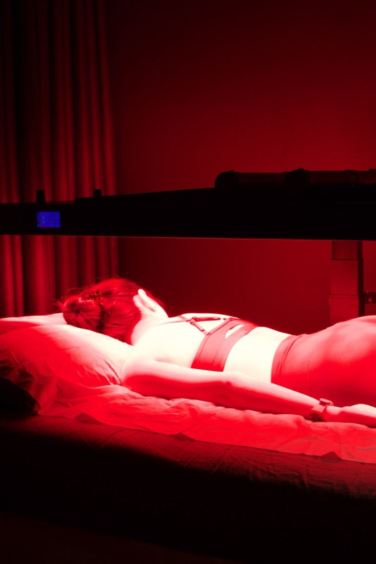 Guest resting under the red light